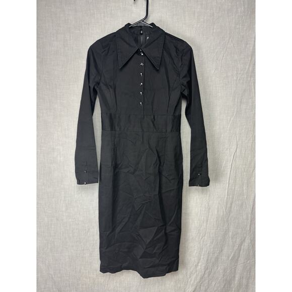 EUC UK 8 US 4 Disturbia Wednesday Black Collar Shirt Gothic Dress - Picture 1 of 10